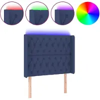 vidaXL Tête de lit LED bleue 93x16x118/128 cm Tissu