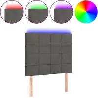 vidaXL Tête de lit LED gris foncé 90x5x118/128 cm velours