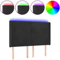 vidaXL LED Tête de lit noir 147x16x118/128 cm velours