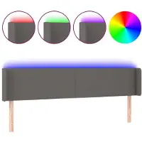 vidaXL Tête de lit LED Gris 203x16x78/88 cm Similicuir