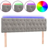 vidaXL Tête de lit LED gris clair 160x7x78/88 cm velours