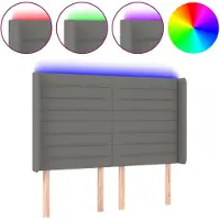 vidaXL Tête de lit LED gris foncé 147x16x118/128 cm Tissu