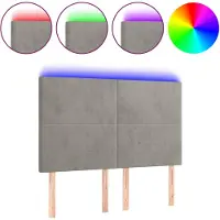 vidaXL Tête de lit LED gris clair 144x5x118/128 cm velours