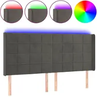 vidaXL Tête de lit LED gris foncé 183x16x118/128 cm velours
