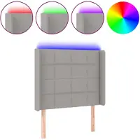 vidaXL Tête de lit LED gris clair 83x16x118/128 cm Tissu