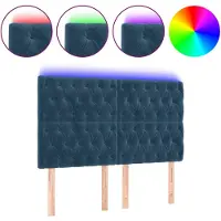 vidaXL Tête de lit LED bleu foncé 144x7x118/128 cm velours