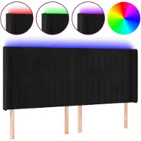 vidaXL Tête de lit LED noir 203x16x118/128 cm velours