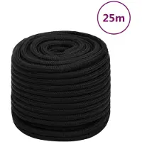 vidaXL Corde de travail Noir 16 mm 25 m Polyester