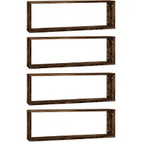 vidaXL Étagères murales cubiques 4 pcs Chêne fumé 80x15x26,5 cm