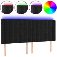 vidaXL Tête de lit LED noir 183x16x118/128 cm velours