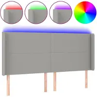 vidaXL Tête de lit LED gris clair 163x16x118/128 cm Tissu