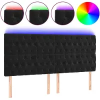vidaXL LED Tête de lit noir 200x7x118/128 cm velours