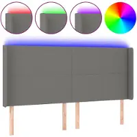 vidaXL Tête de lit LED gris foncé 163x16x118/128 cm Tissu