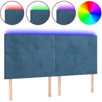 vidaXL Tête de lit LED bleu foncé 160x5x118/128 cm velours