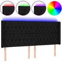 vidaXL Tête de lit LED noir 183x16x118/128 cm Tissu