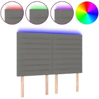 vidaXL Tête de lit LED gris foncé 144x5x118/128 cm Tissu