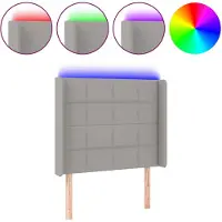 vidaXL Tête de lit LED gris clair 103x16x118/128 cm Tissu