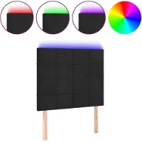 vidaXL LED Tête de lit noir 90x5x118/128 cm velours