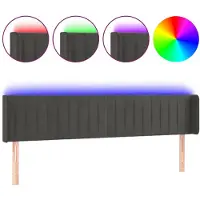 vidaXL Tête de lit LED gris foncé 183x16x78/88 cm velours