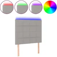 vidaXL Tête de lit LED gris clair 80x5x118/128 cm Tissu