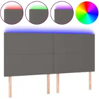 vidaXL Tête de lit LED Gris 180x5x118/128 cm Similicuir