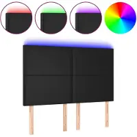 vidaXL Tête de lit LED noir 144x5x118/128 cm similicuir