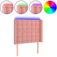 vidaXL Tête de lit LED rose 103x16x118/128 cm velours