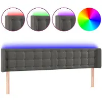 vidaXL Tête de lit LED gris foncé 203x16x78/88 cm velours