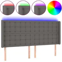 vidaXL Tête de lit LED Gris 183x16x118/128 cm Similicuir