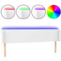 vidaXL Tête de lit LED blanc 163x16x78/88 cm similicuir