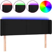 vidaXL Tête de lit LED noir 147x16x78/88 cm Tissu