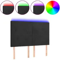 vidaXL LED Tête de lit noir 144x5x118/128 cm velours