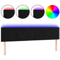 vidaXL LED Tête de lit noir 160x5x78/88 cm velours