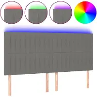 vidaXL Tête de lit LED gris foncé 180x5x118/128 cm Tissu