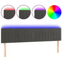 vidaXL Tête de lit LED gris foncé 160x5x78/88 cm velours