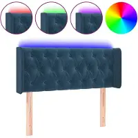 vidaXL Tête de lit LED bleu foncé 93x16x78/88 cm velours