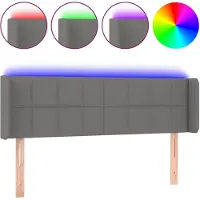 vidaXL Tête de lit LED gris foncé 147x16x78/88 cm Tissu