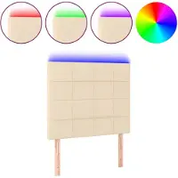 vidaXL Tête de lit LED Crème 90x5x118/128 cm Tissu