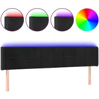 vidaXL LED Tête de lit noir 183x16x78/88 cm velours