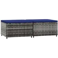 vidaXL Repose-pieds de jardin et coussins lot de 2 gris résine tressée