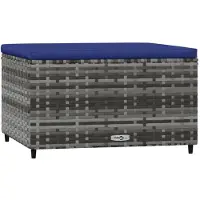vidaXL Repose-pied de jardin avec coussin Gris Résine tressée