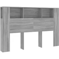 vidaXL Tête de lit avec étagères Gris Sonoma 160x18,5x104,5 cm