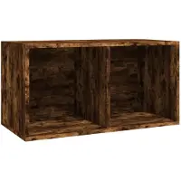 vidaXL Boîte de rangement à disques vinyle Chêne fumé 71x34x36 cm Bois