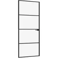 vidaXL Porte intérieure noire 83x201,5 cm verre trempé & aluminium mince