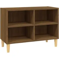 vidaXL Armoire TV avec pieds en bois massif, aspect chêne brun