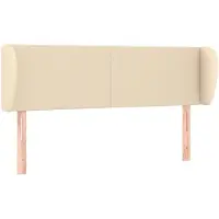 vidaXL Tête de lit avec oreilles Crème 147x23x78/88 cm Tissu