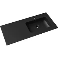 Linie Vano vasque asymétrique droite marbre composite Noir Mat 100 x 46 cm