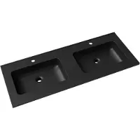 Linie Vano double vasque marbre composite Noir Mat 120 x 46 cm