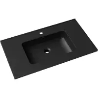 Linie Vano plan simple marbre composite Noir Mat 80 x 46 cm
