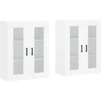 vidaXL Armoires murales 2 pcs. Blanc Bois composite